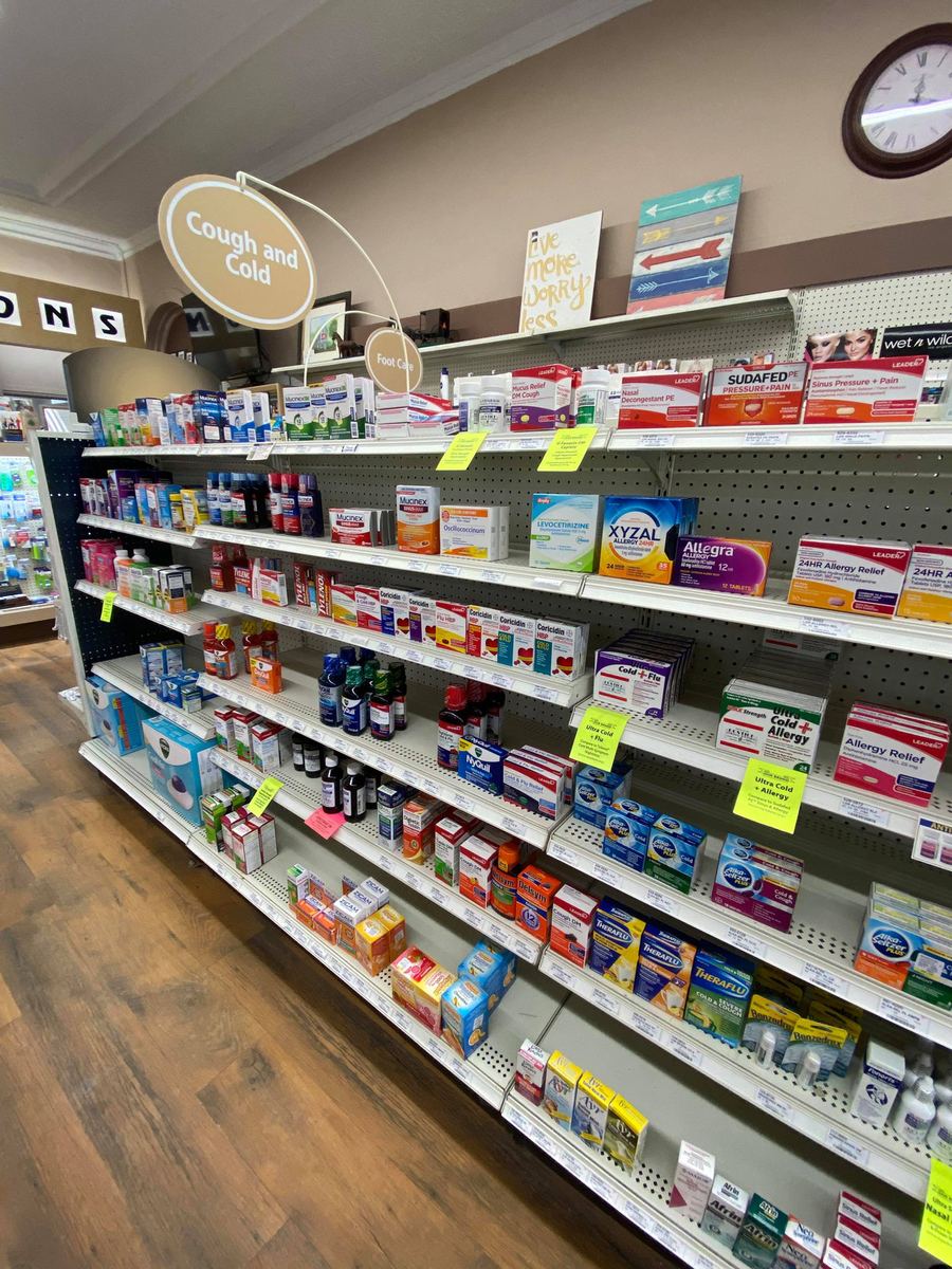 Over-the-counter medicine aisle at Bostick's